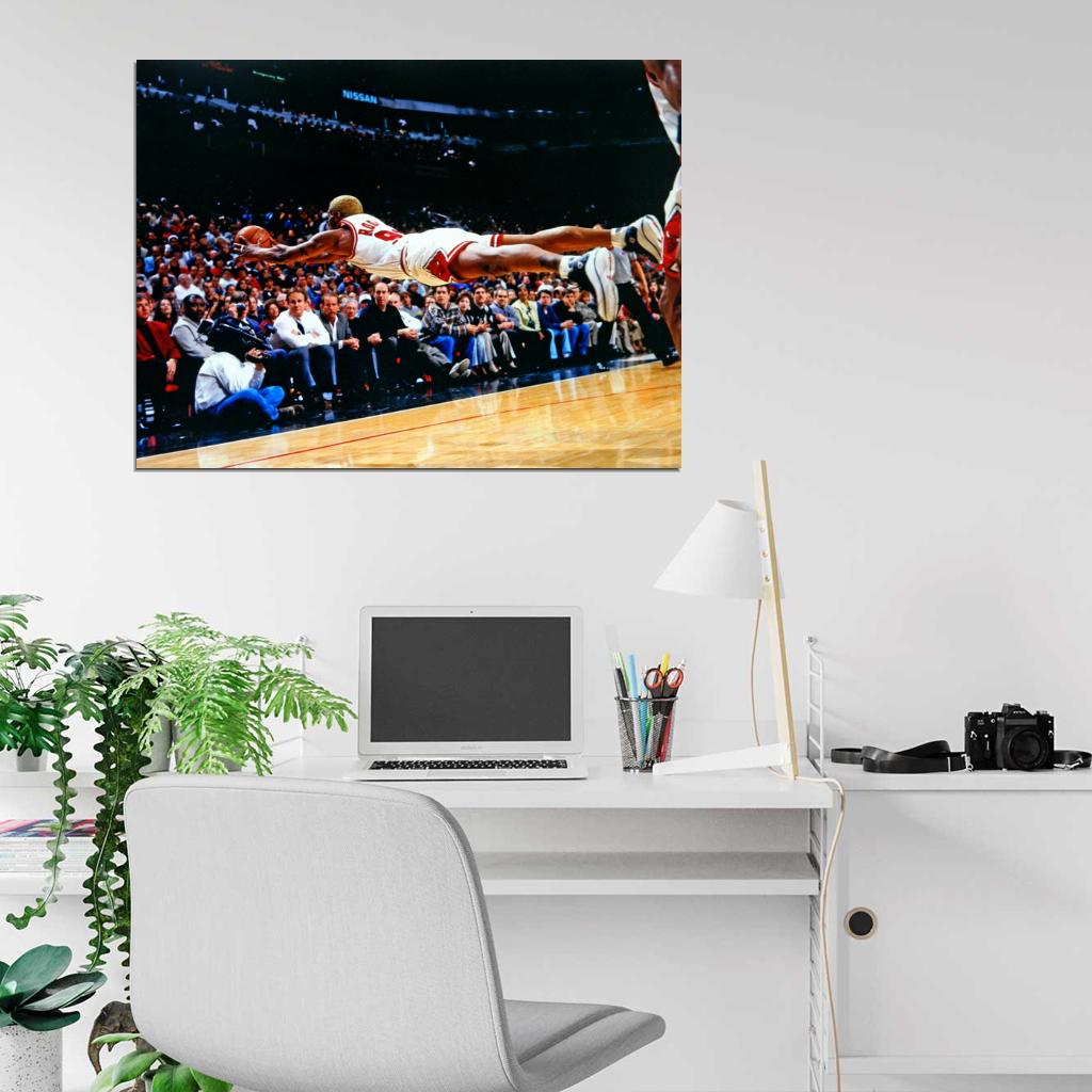 Dennis Rodman Jump Save Rebound Wall Art Print Poster