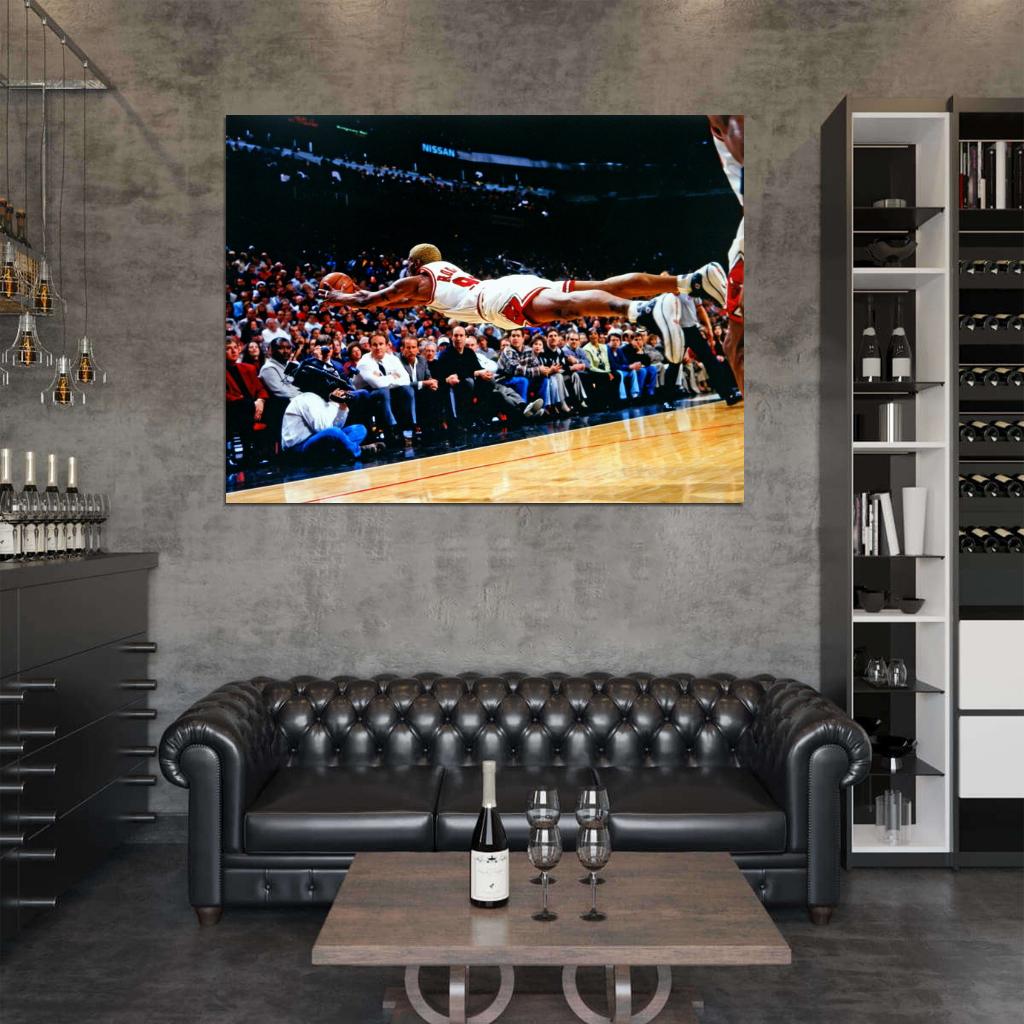 Dennis Rodman Jump Save Rebound Wall Art Print Poster