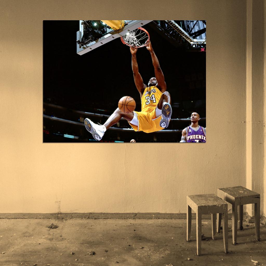 Shaquille O'Neal Los Angeles Slam Dunk Wall Art Print Poster