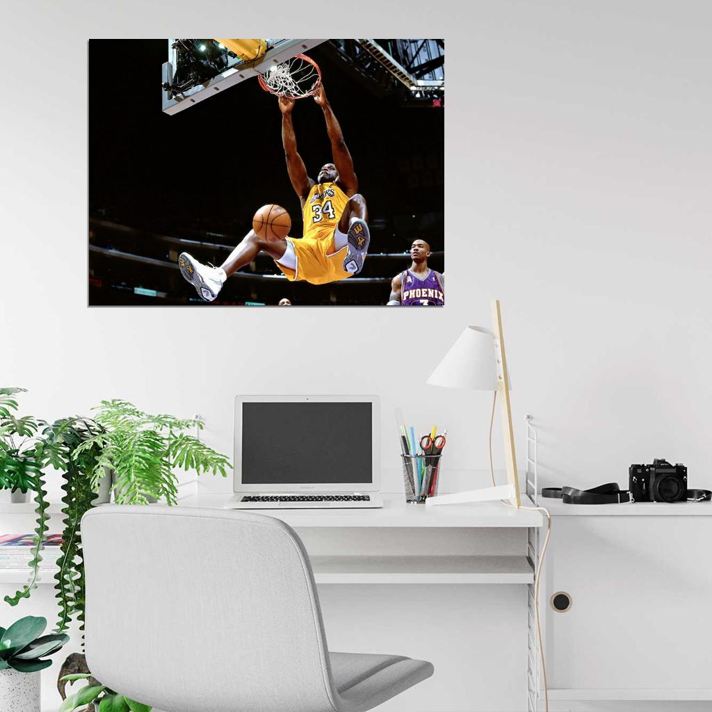 Shaquille O'Neal Los Angeles Slam Dunk Wall Art Print Poster