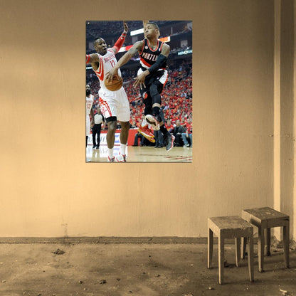 Damian Lillard No Look Pass Blazers Basketball Wall Art Print Poster