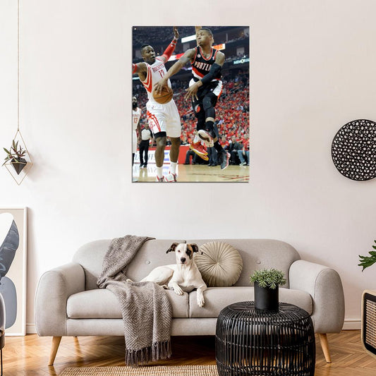 Damian Lillard No Look Pass Blazers Basketball Wall Art Print Poster