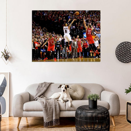 Damian Lillard Shot Game Winner Portland Sport Wall Art Print Poster