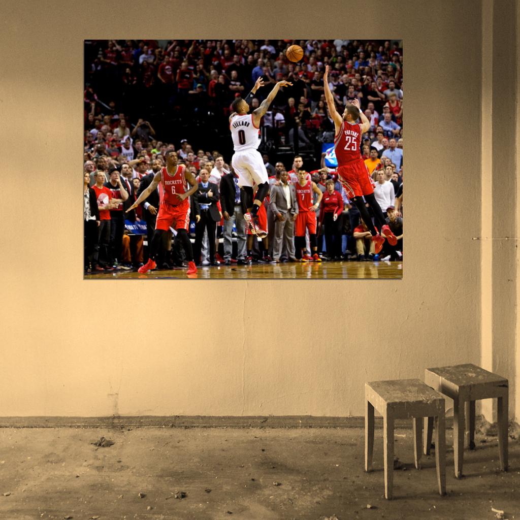 Damian Lillard Shot Game Winner Portland Sport Wall Art Print Poster
