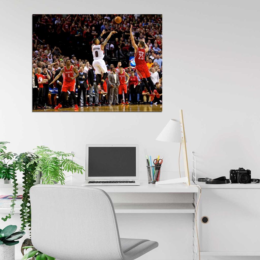 Damian Lillard Shot Game Winner Portland Sport Wall Art Print Poster