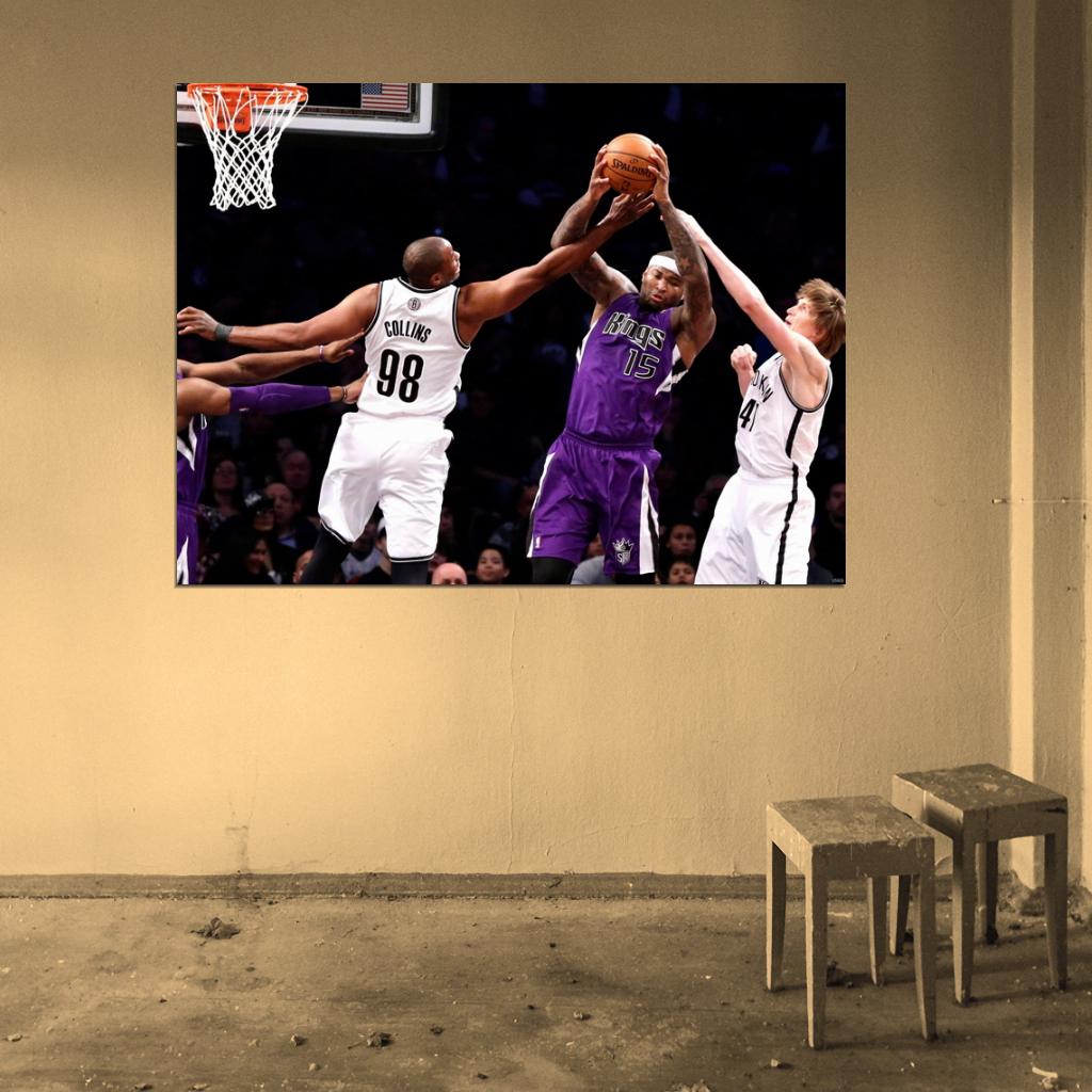 DeMarcus Cousins Rebound Basketball Sport Wall Art Print Poster