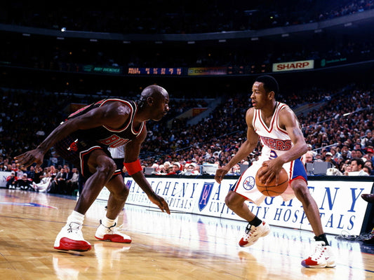 Allen Iverson vs Michael Jordan Retro Wall Art Print Poster