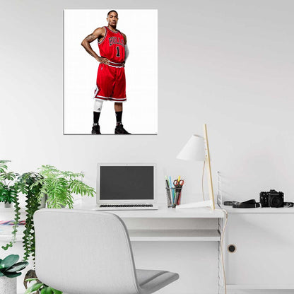 Derrick Rose Portrait Basketball Wall Art Print Poster