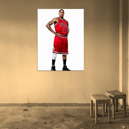 Derrick Rose Portrait Basketball Wall Art Print Poster