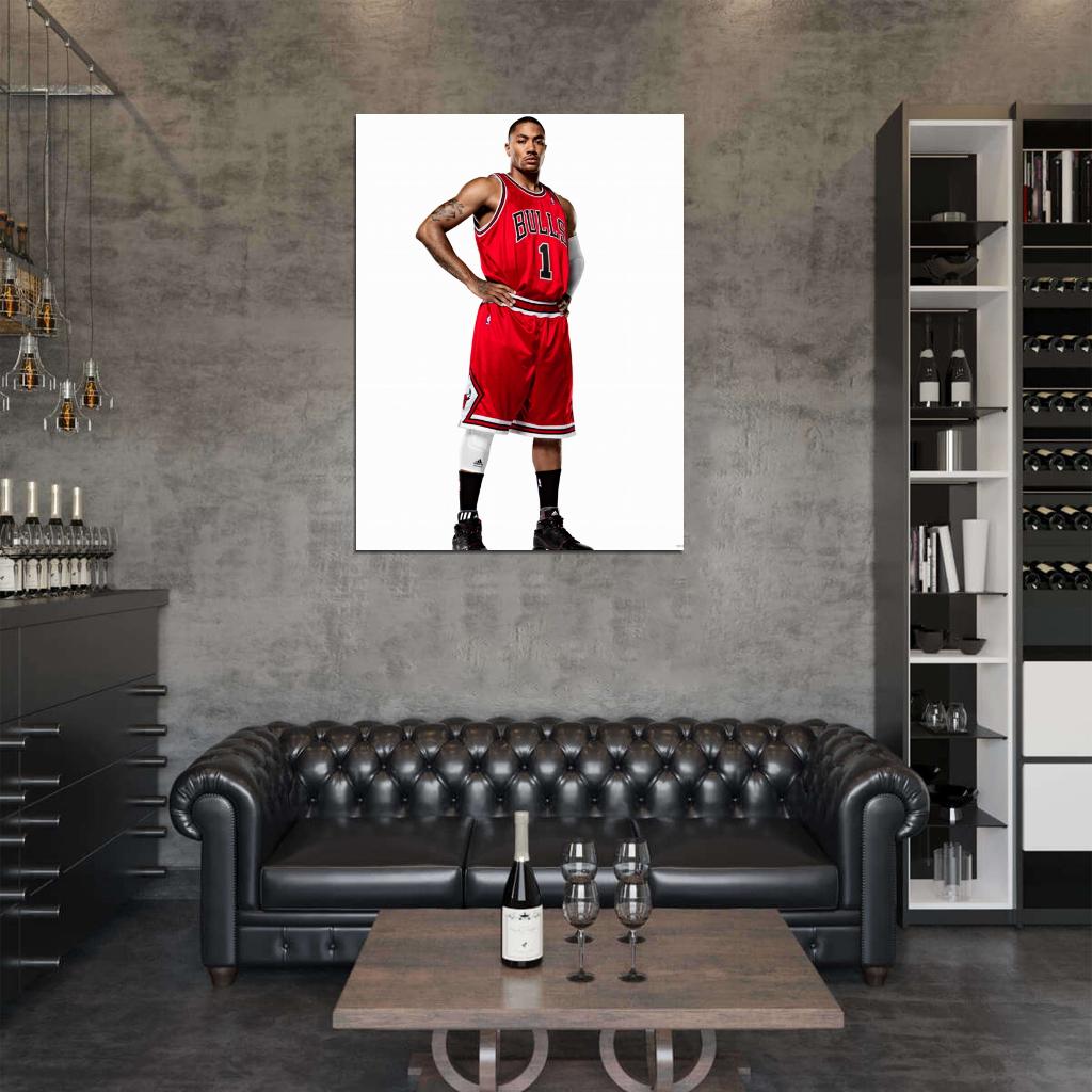 Derrick Rose Portrait Basketball Wall Art Print Poster
