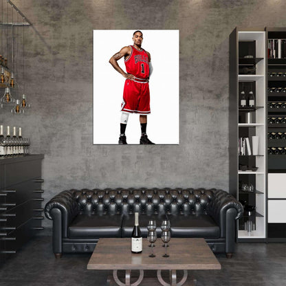 Derrick Rose Portrait Basketball Wall Art Print Poster