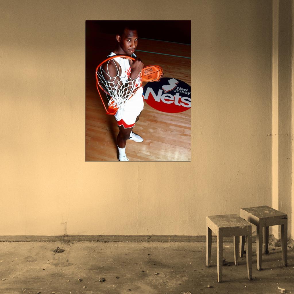 Darryl Dawkins Retro Vintage New Jersey Nets Wall Art Print Poster