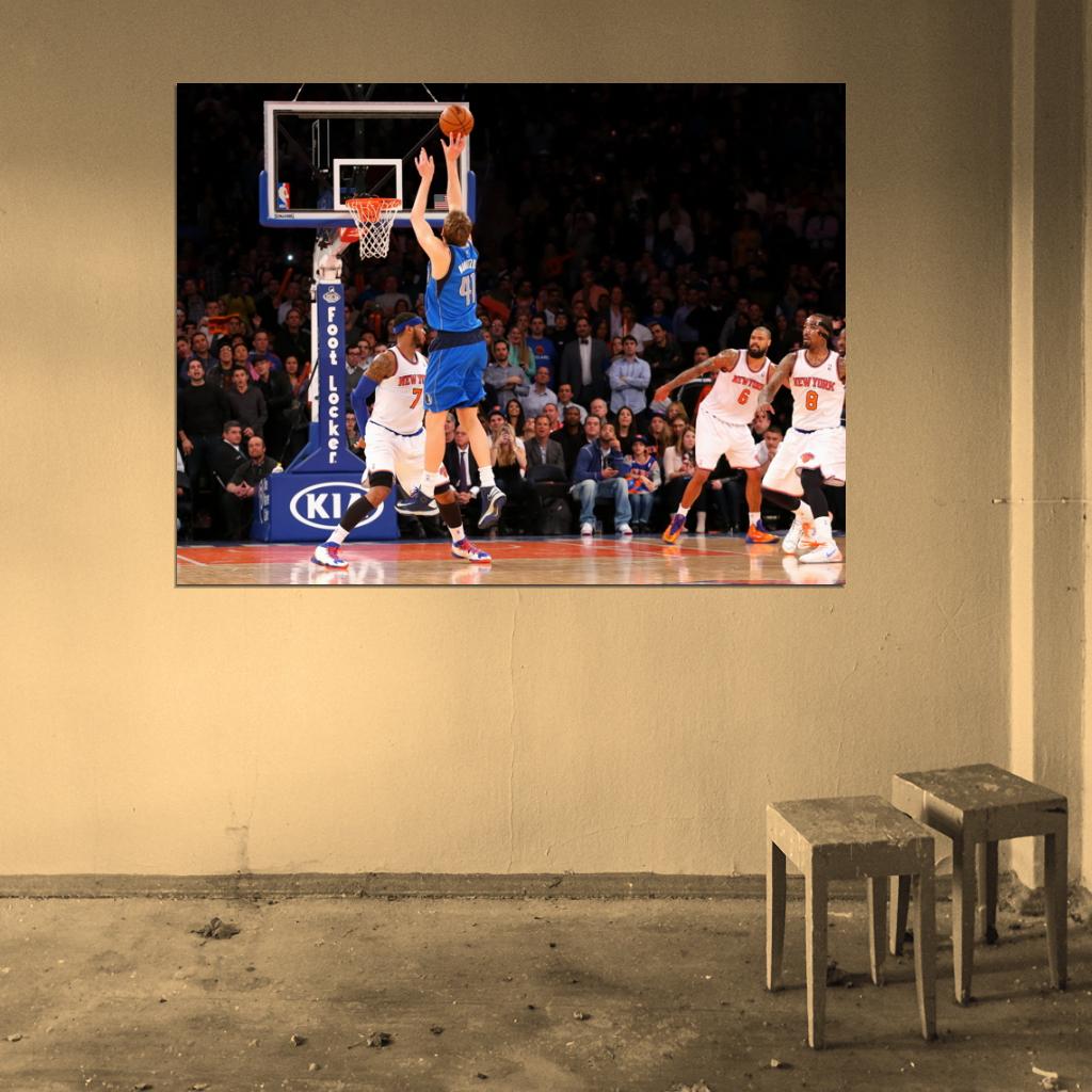 Dirk Nowitzki Dallas Jump Shot Sport Wall Art Print Poster
