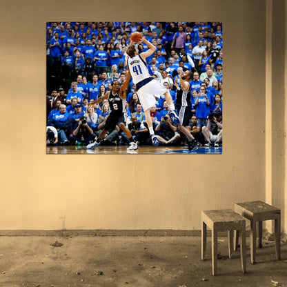 Dirk Nowitzki Fadeaway Dallas Basketball Sport Wall Art Print Poster