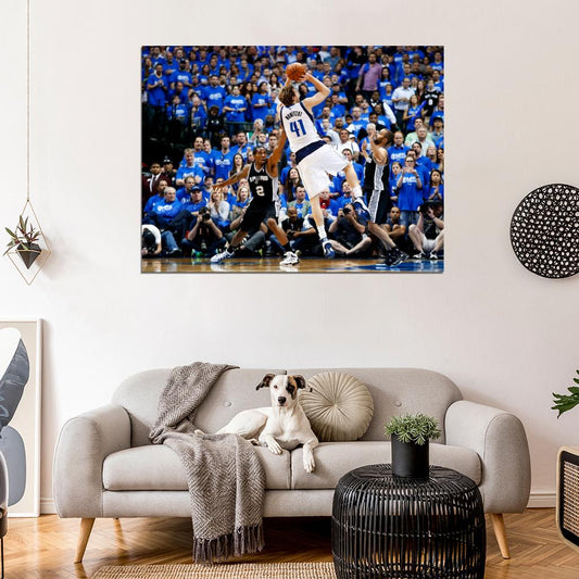 Dirk Nowitzki Fadeaway Dallas Basketball Sport Wall Art Print Poster