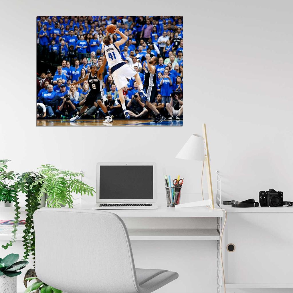 Dirk Nowitzki Fadeaway Dallas Basketball Sport Wall Art Print Poster