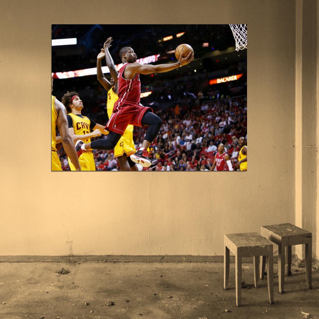 Dwyane Wade Layup Basketball Sport Wall Art Print Poster