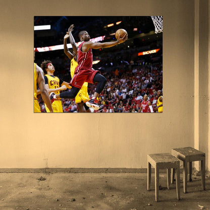 Dwyane Wade Layup Basketball Sport Wall Art Print Poster