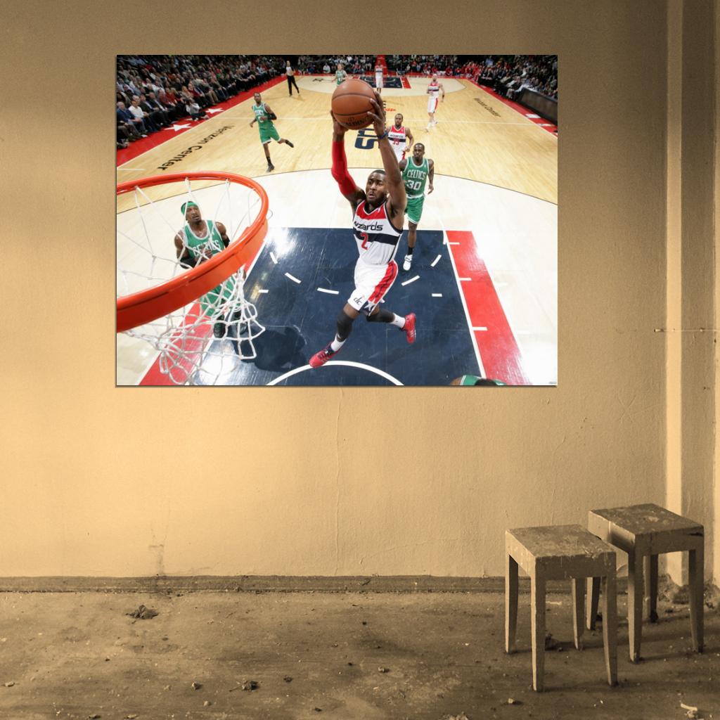 John Wall Washington Wizards Dunk Basketball Wall Art Print Poster