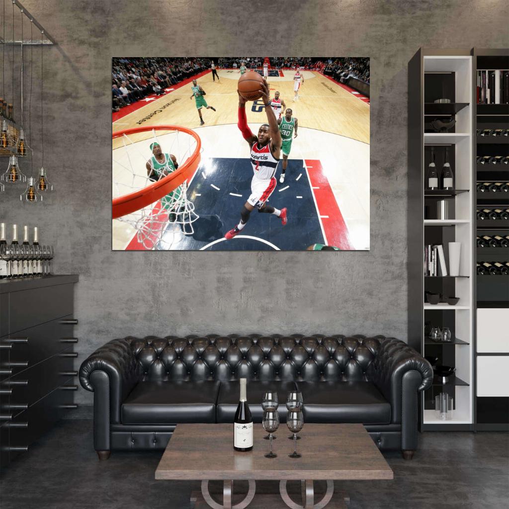 John Wall Washington Wizards Dunk Basketball Wall Art Print Poster