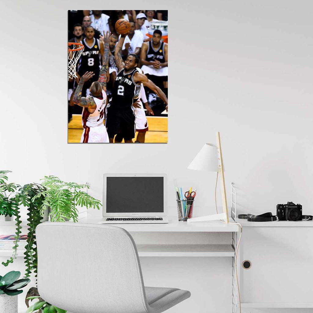 Kawhi Leonard Dunk Spurs Heat Basketball Sport Wall Art Print Poster