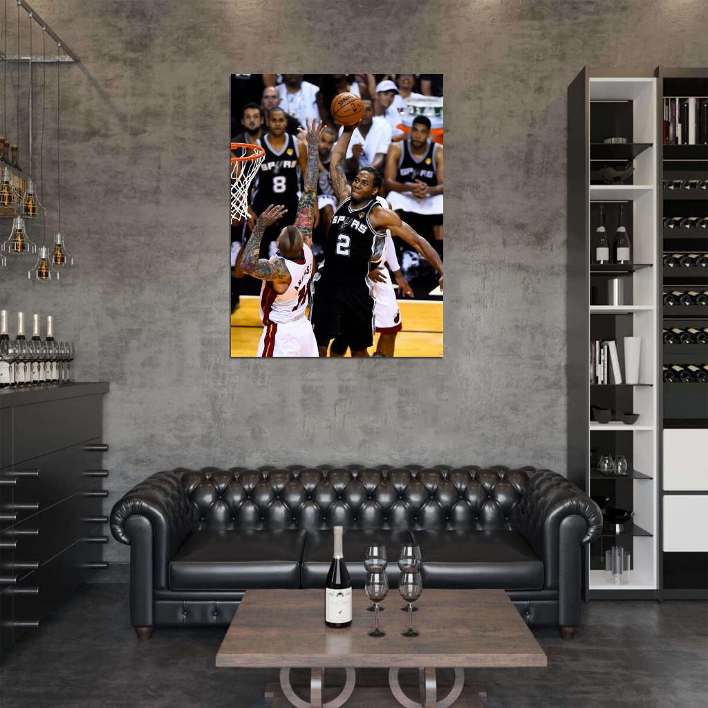 Kawhi Leonard Dunk Spurs Heat Basketball Sport Wall Art Print Poster