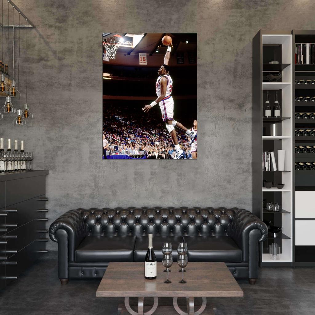 Patrick Ewing Slam Dunk Retro New York Wall Art Print Poster