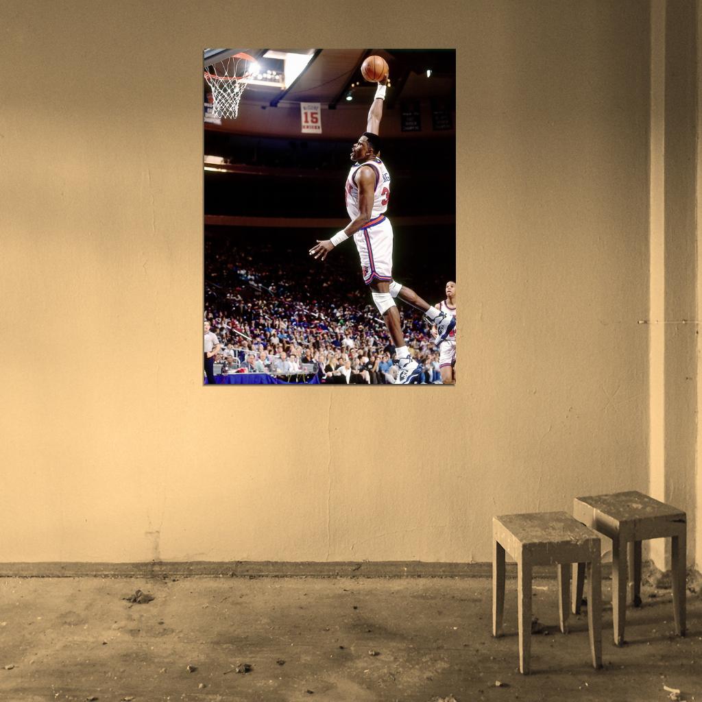 Patrick Ewing Slam Dunk Retro New York Wall Art Print Poster