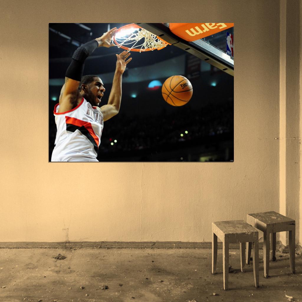 LaMarcus Aldridge Portland Dunk Basketball Wall Art Print Poster