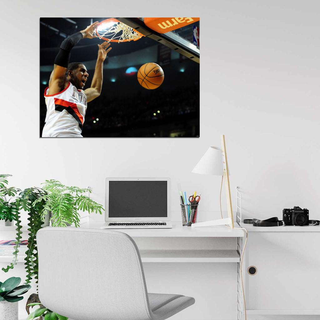 LaMarcus Aldridge Portland Dunk Basketball Wall Art Print Poster
