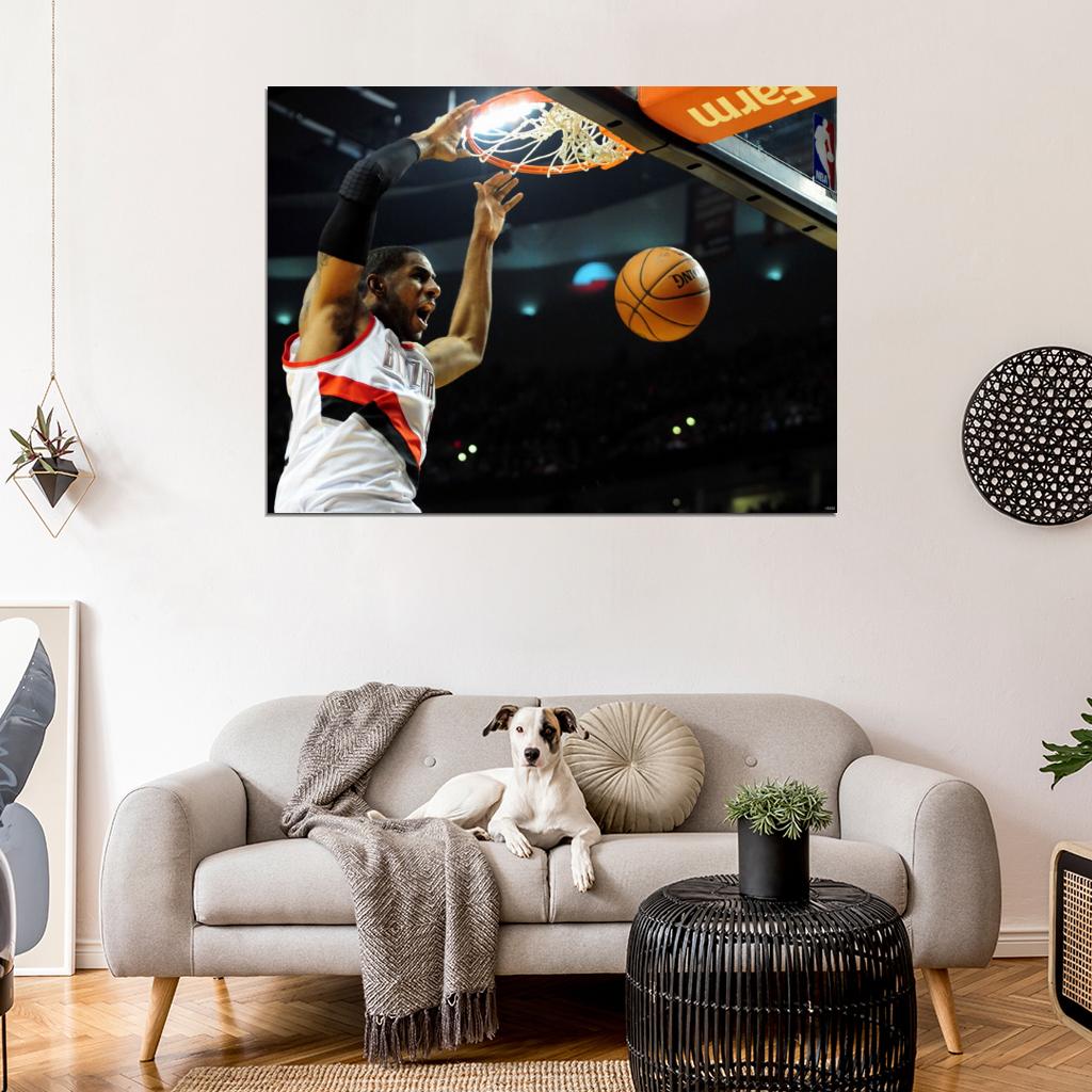 LaMarcus Aldridge Portland Dunk Basketball Wall Art Print Poster