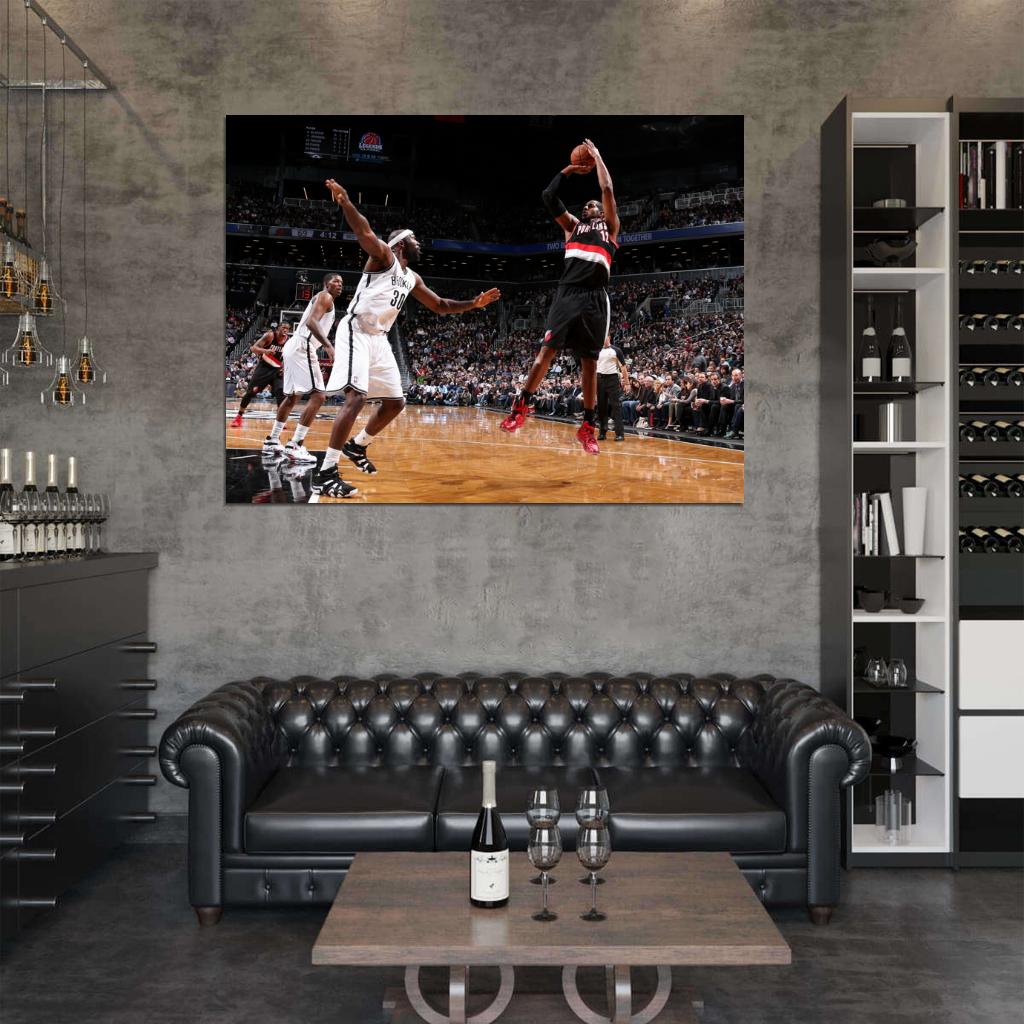 LaMarcus Aldridge Shot Blazers Basketball Wall Art Print Poster