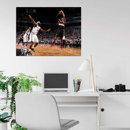 LaMarcus Aldridge Shot Blazers Basketball Wall Art Print Poster