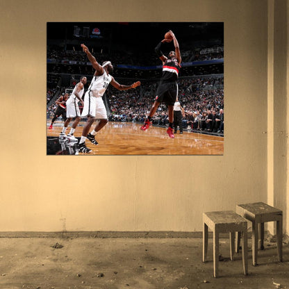 LaMarcus Aldridge Shot Blazers Basketball Wall Art Print Poster