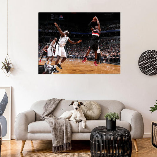 LaMarcus Aldridge Shot Blazers Basketball Wall Art Print Poster