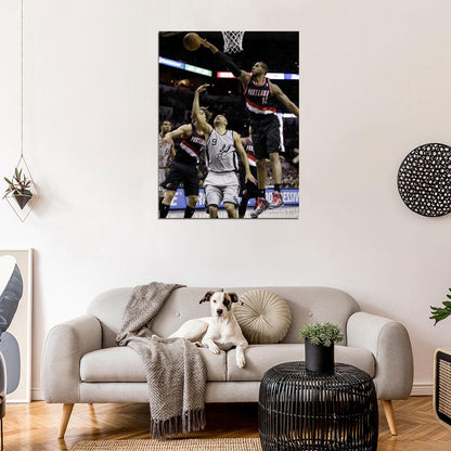 LaMarcus Aldridge Block Blazers Basketball Wall Art Print Poster