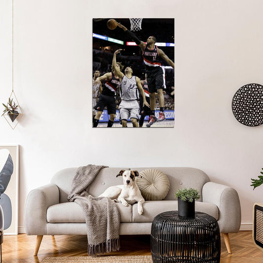 LaMarcus Aldridge Block Blazers Basketball Wall Art Print Poster