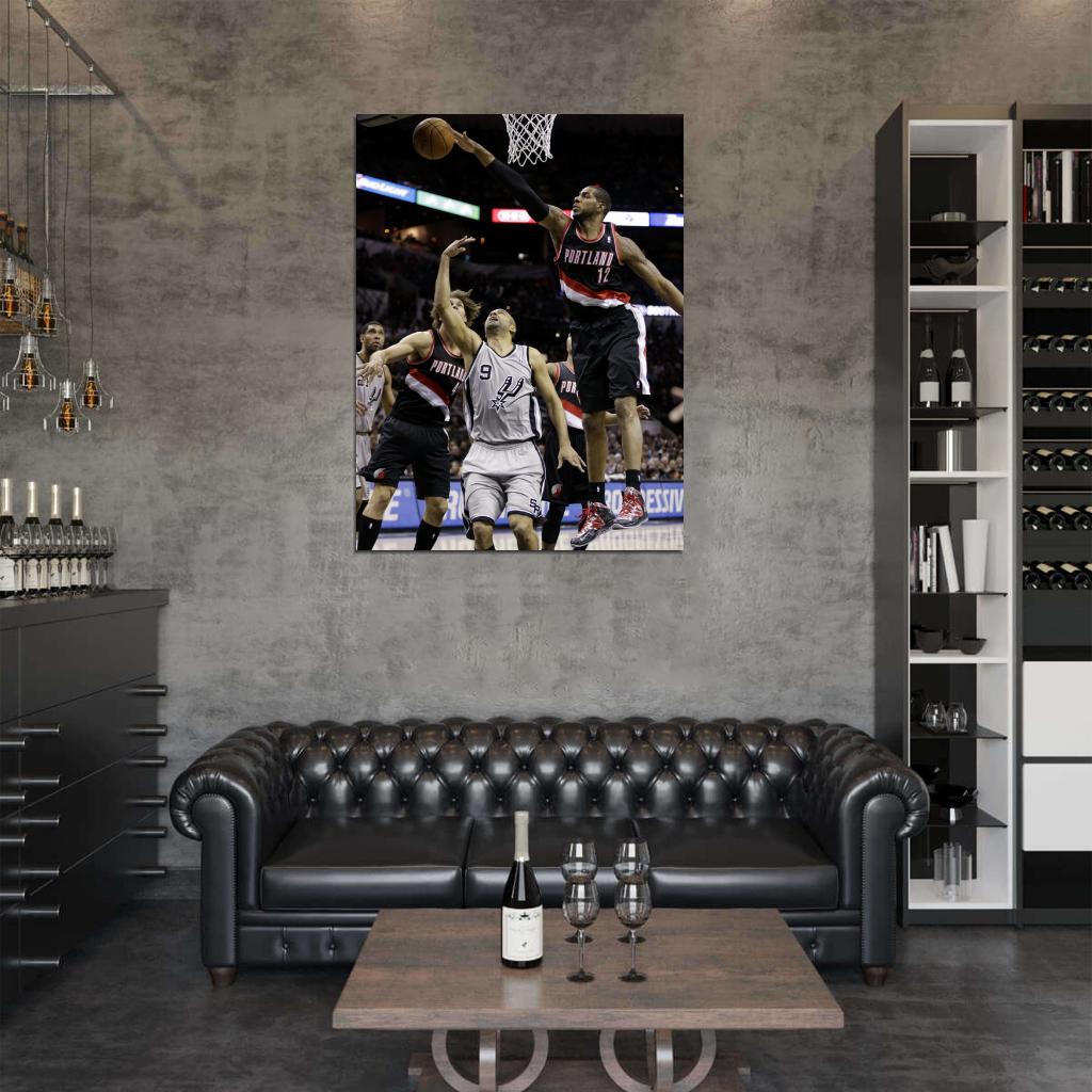 LaMarcus Aldridge Block Blazers Basketball Wall Art Print Poster