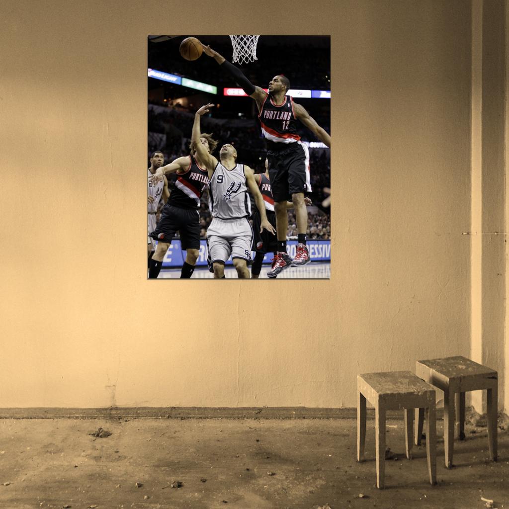 LaMarcus Aldridge Block Blazers Basketball Wall Art Print Poster