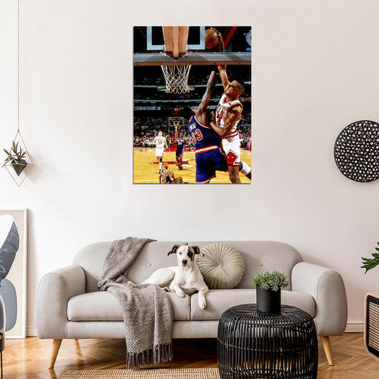 Scottie Pippen Dunk Patrick Ewing Bulls Retro Wall Art Print Poster