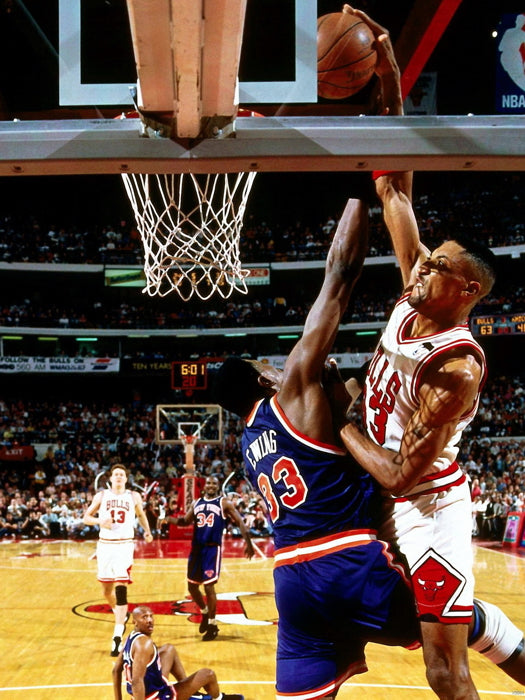 Scottie Pippen Dunk Patrick Ewing Bulls Retro Wall Art Print Poster