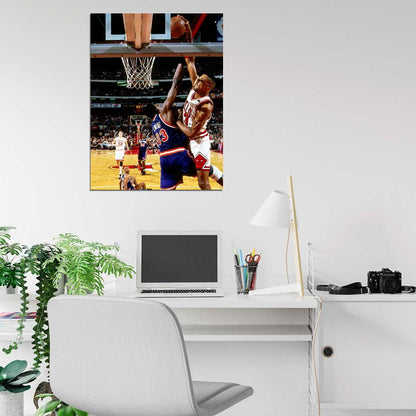 Scottie Pippen Dunk Patrick Ewing Bulls Retro Wall Art Print Poster