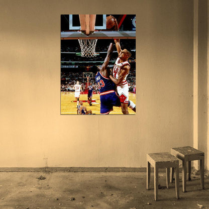 Scottie Pippen Dunk Patrick Ewing Bulls Retro Wall Art Print Poster
