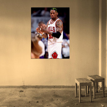 Dennis Rodman Retro Basketball Wall Art Print Poster