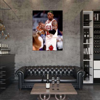 Dennis Rodman Retro Basketball Wall Art Print Poster