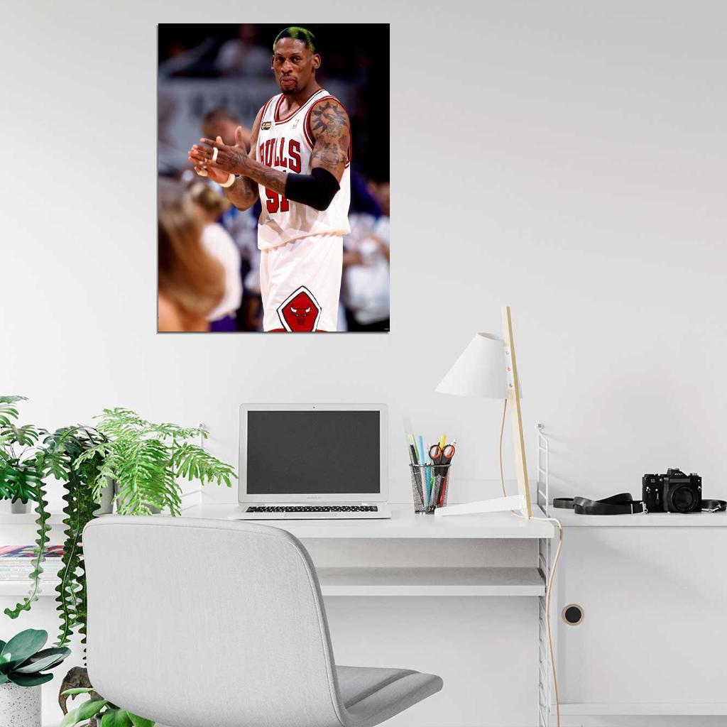 Dennis Rodman Retro Basketball Wall Art Print Poster
