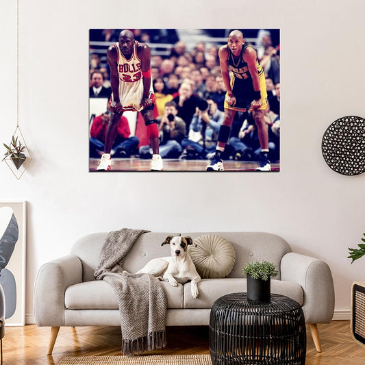 Michael Jordan Reggie Miller Retro Basketball Wall Art Print Poster