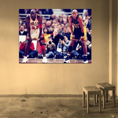 Michael Jordan Reggie Miller Retro Basketball Wall Art Print Poster