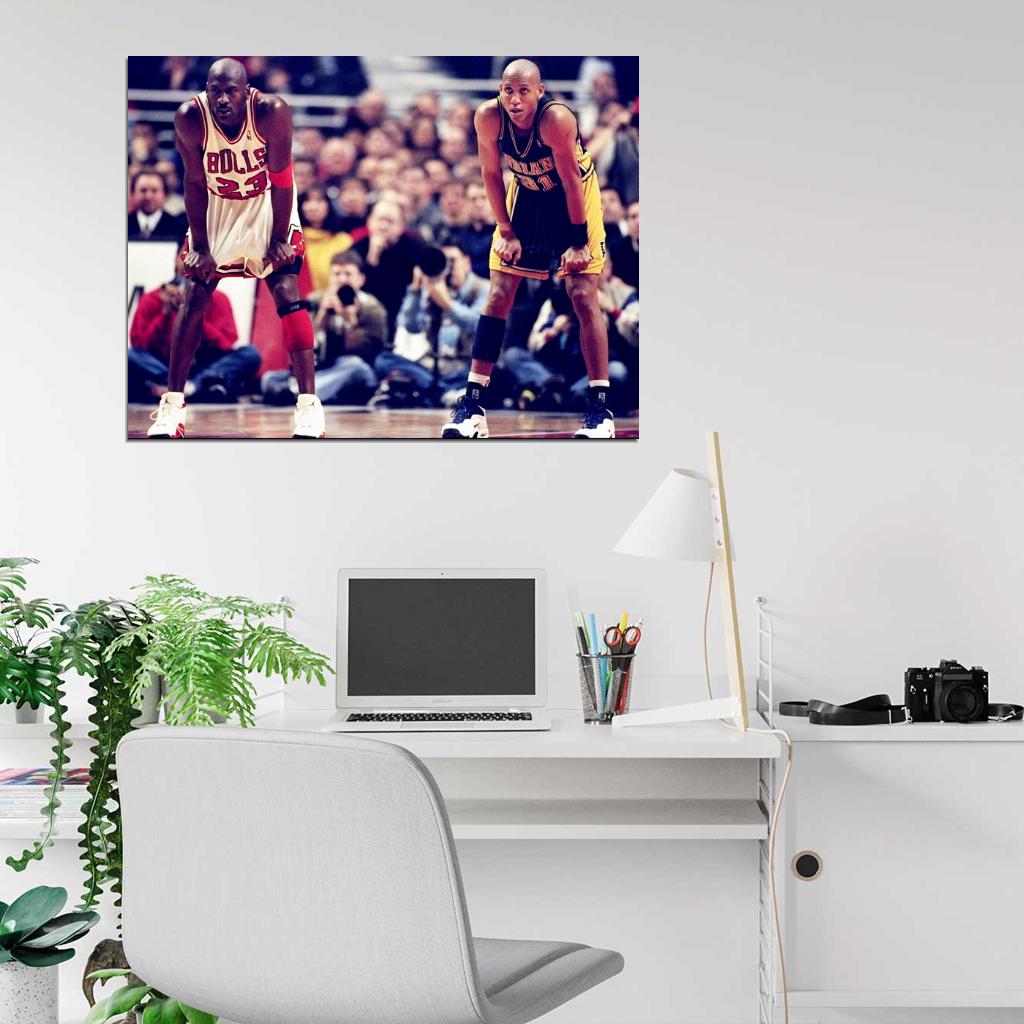 Michael Jordan Reggie Miller Retro Basketball Wall Art Print Poster