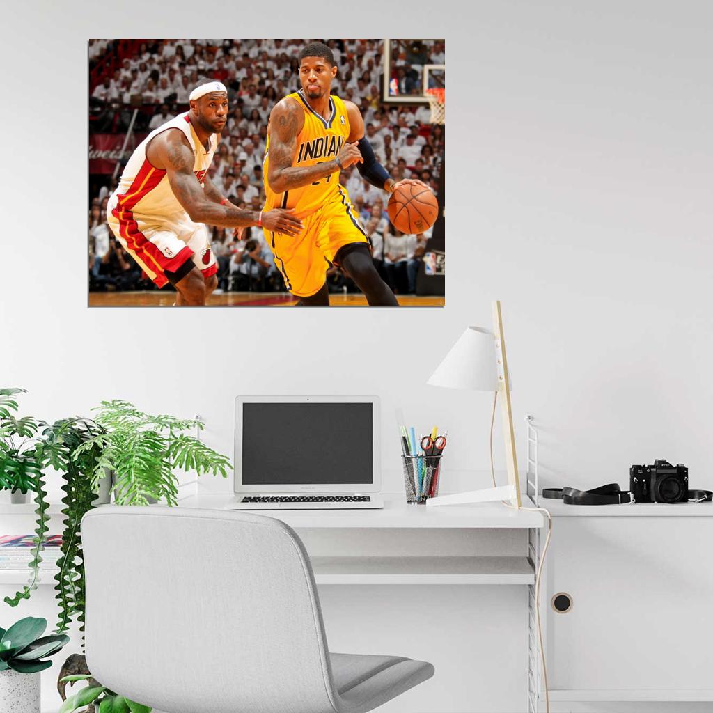 Paul George vs LeBron James Basketball Sport Wall Art Print Poster